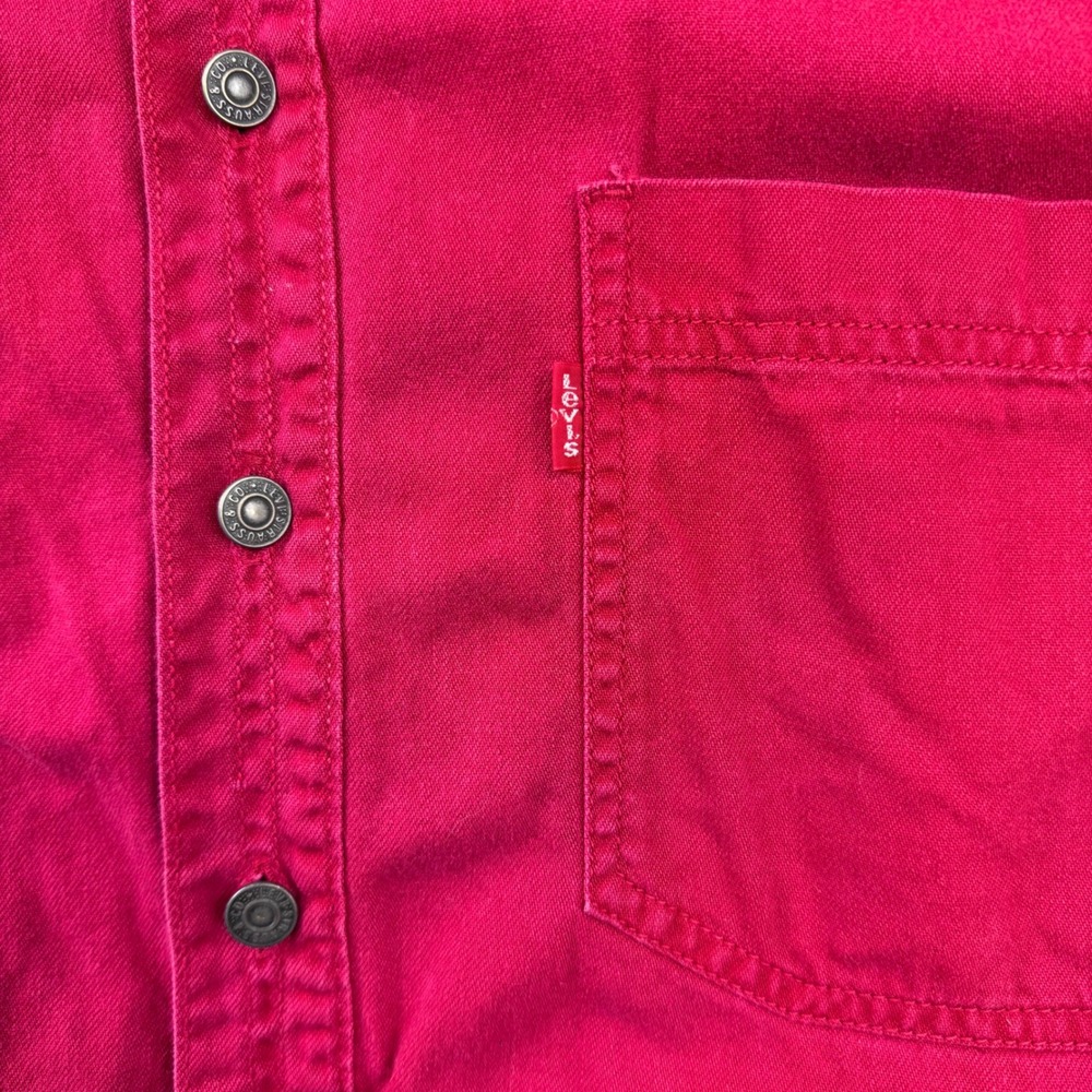 Vintage 90s Levis Mens Magenta Red Twill Button Down Shirt 60560-1385 Medium - Picture 8 of 9